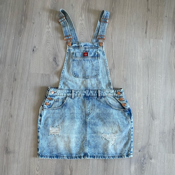 Dickies Dresses & Skirts - Dickies Acid Wash Denim Distressed Overall Dress